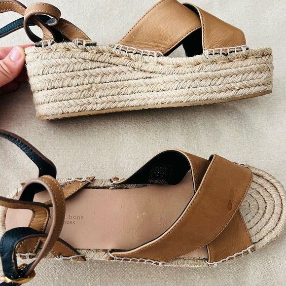 Rag & Bone Hera Espadrille Wedge Sandal Size 39 US 9 in Cigar Tan Brown - Picture 4 of 10